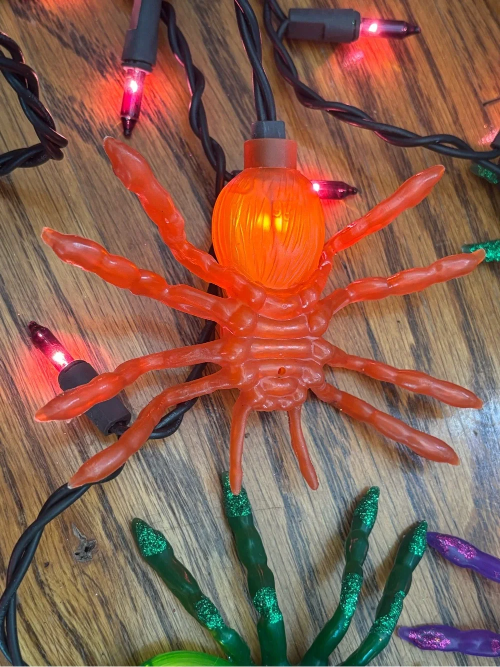 Halloween Tarantula Spider String Lights - Purple, Orange, Green Unused No Box